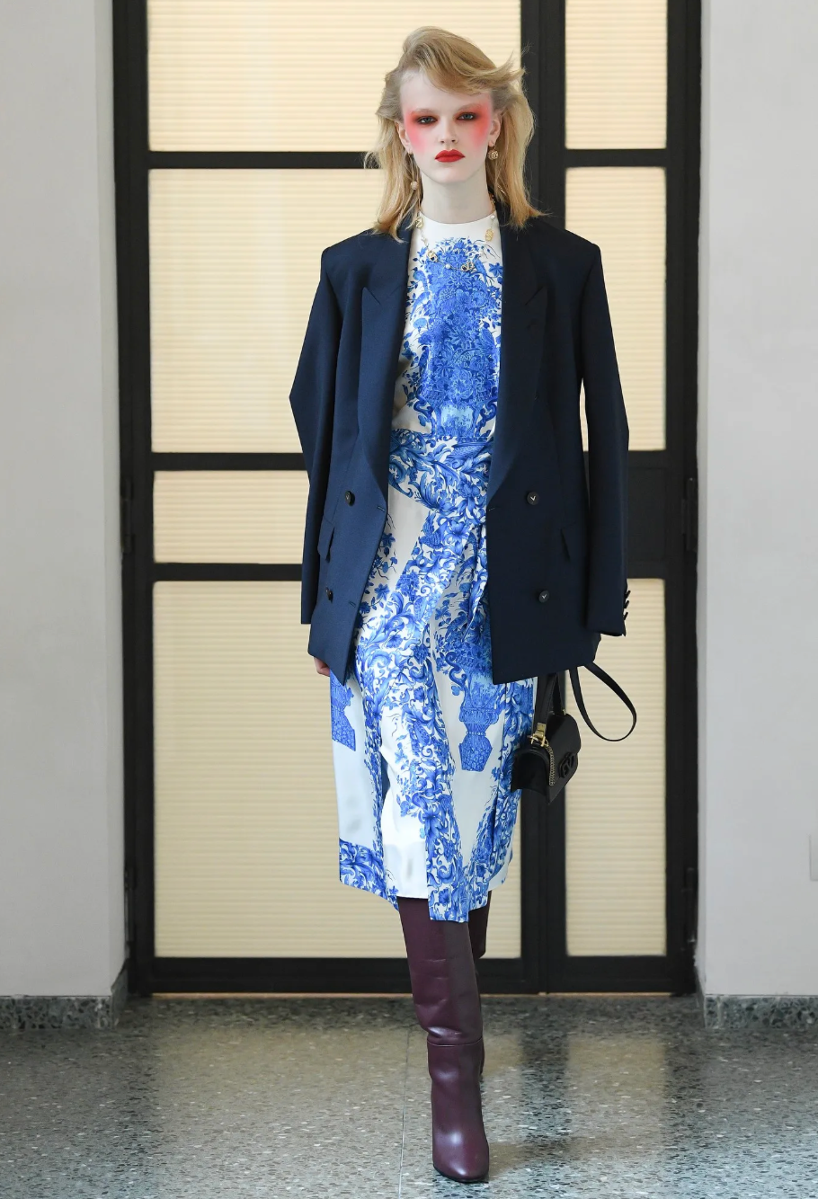 VALENTINO Navy Blue 100% Wool double breasted Logo button