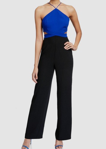 Aidan by Aidan Mattox Women's Blue Apron-Neck Colorblocked