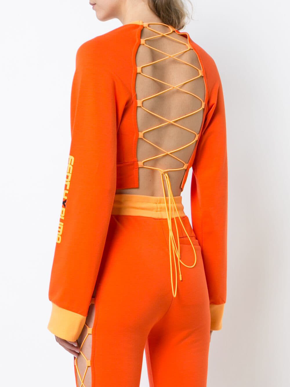 Puma x Fenty by Rihanna Womens Laced Sweatshirt Orange XXS