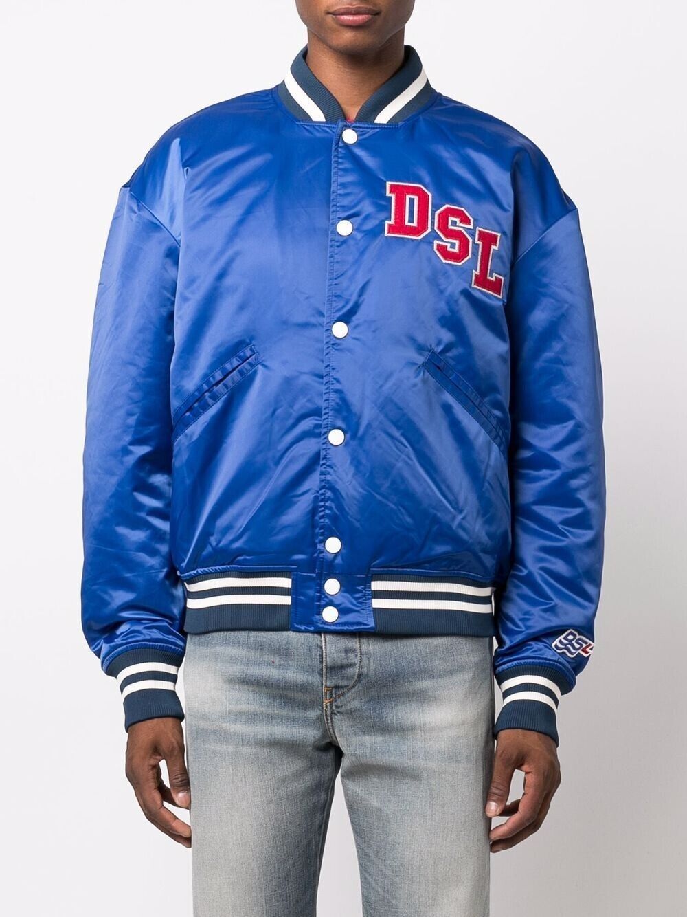 Diesel V6509 Mens Blue Web J-Bulc Satin Bmber Jacket Size L Diesel V6509 Mens Blue Web J-Bulc Satin Bmber Jacket Size L
