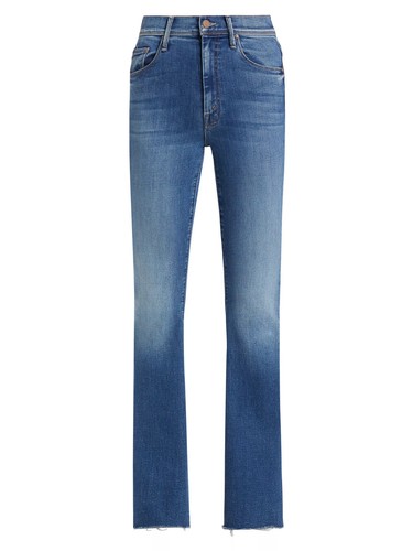 Pre-owned Mother Denim Women's The Crusier Sneak Fray Jeans Hike Baby Blue