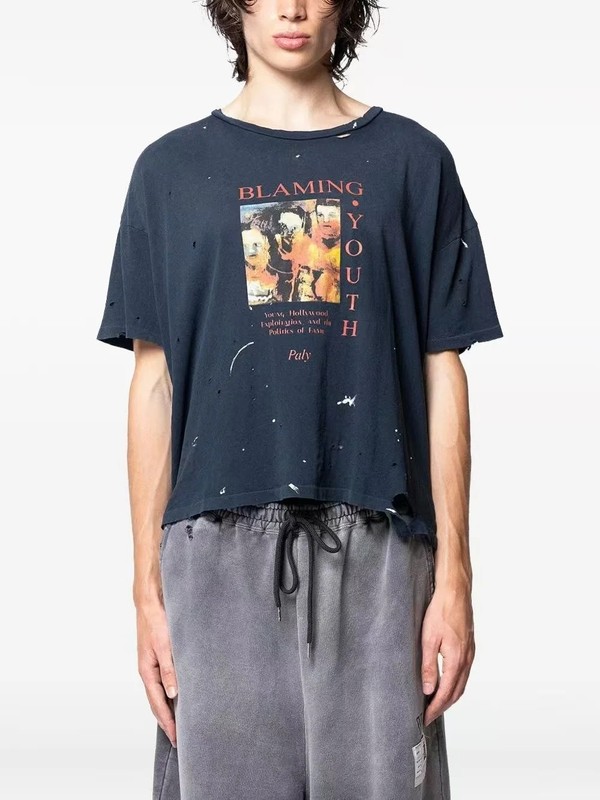 BLAMING YOUTH TEE - Paly Hollywood Men's T-shirt Navy Heavy Cotton