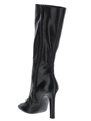 Pre-owned Saint Laurent Camden Boots In Shiny Grained Leather In Nero