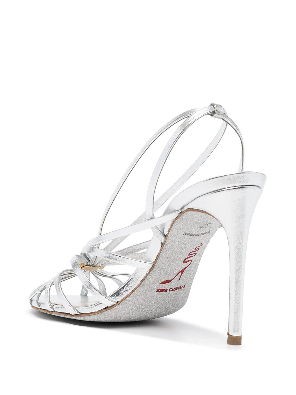 Pre-owned René Caovilla Rene Caovilla Sabine Metallic Leather Silver Lamb Sandals Heels (pick Your Size)