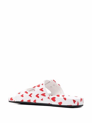 Pre-owned Balenciaga Logo Print Mallorca Flat Sandals 'white Pink Hearts' In White,red