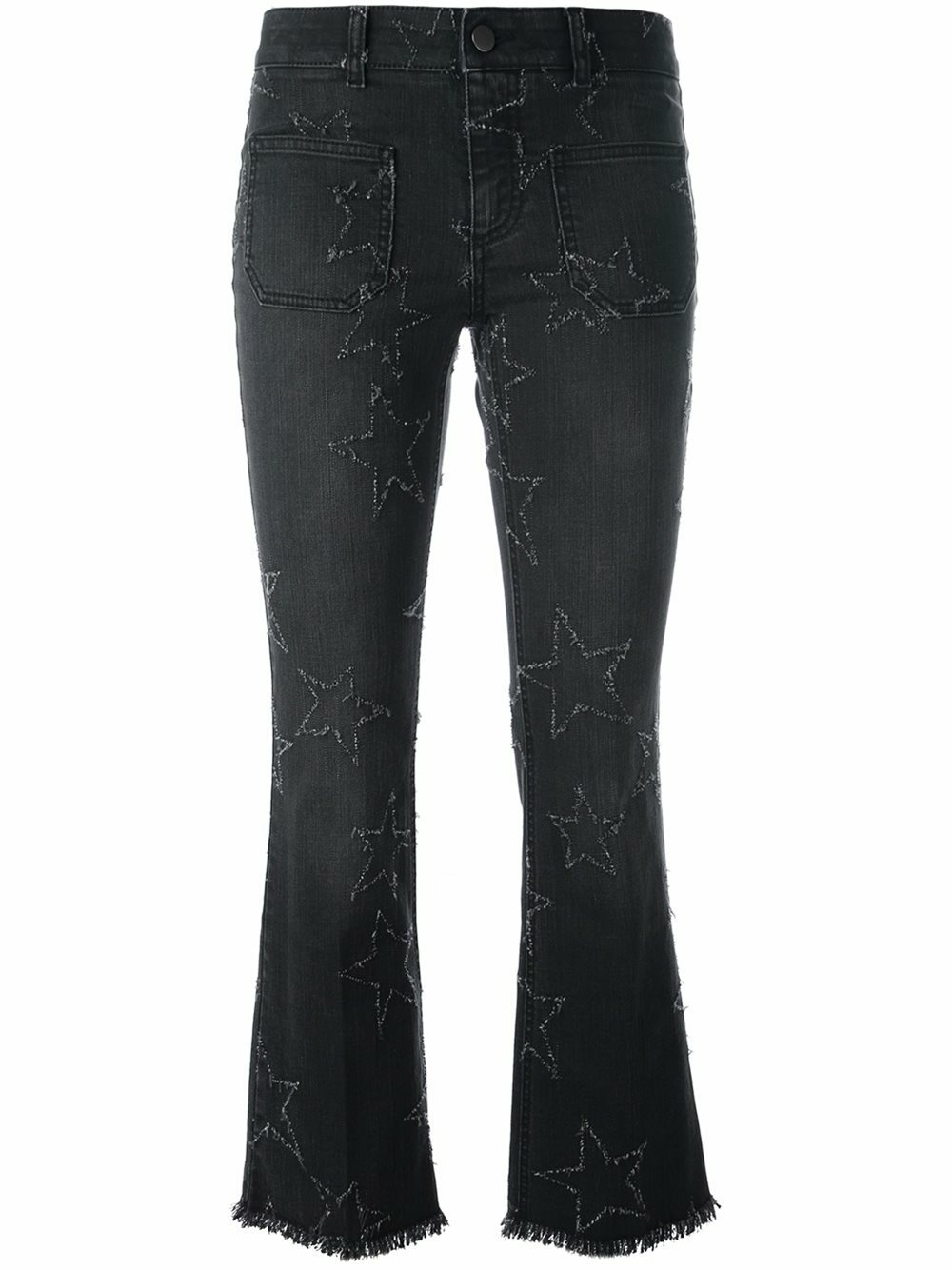 Pre-owned Stella Mccartney Frayed Star Crop Flared Black Jeans - Choice Of Sizes 25 - 28