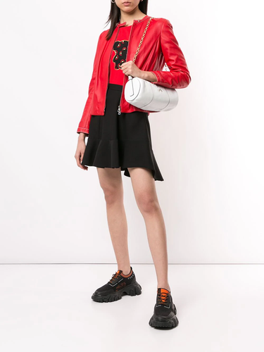 DIE BOMBAY LEDER CO DAMEN LEDERJACKE ROT BIKER MOTORRAD REINES LAMMFELL GRÖSSE XS SML XL XXL