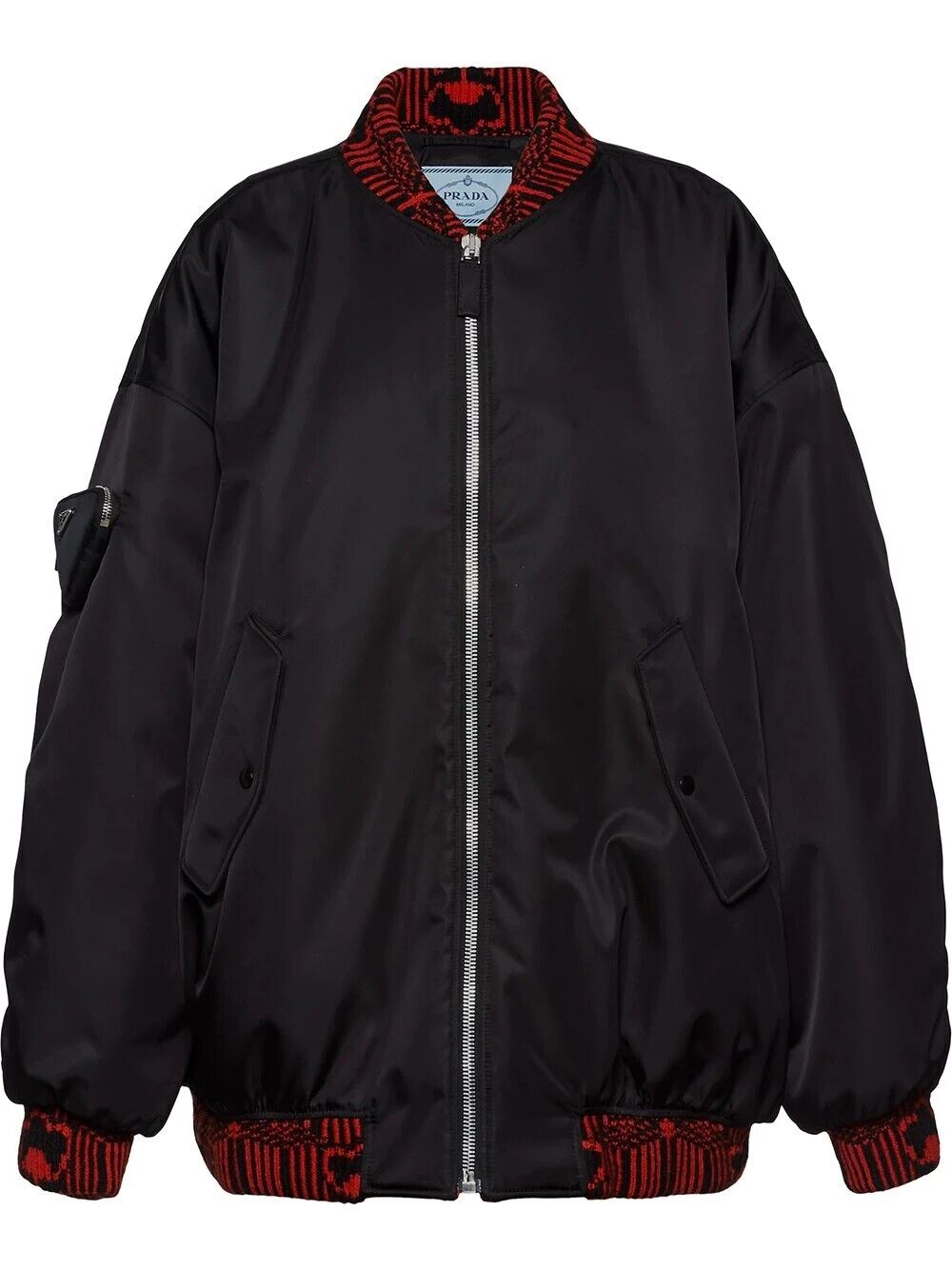 Brand New Prada by Raf Simons Re-nylon Black & Red Bomber Brand New Prada by Raf Simons Re-nylon Black & Red Bomber