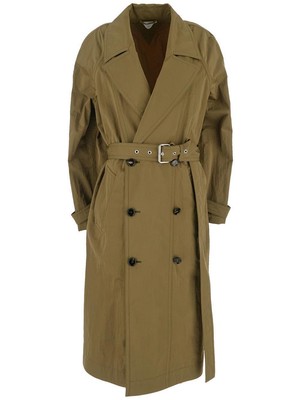 Pre-owned Bottega Veneta Nylon Trench Coat 46 It In Militare