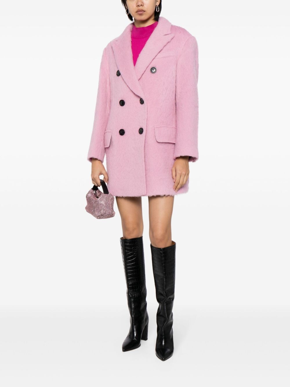 STAND STUDIO Esme Jacket Women's 32 Bubblegum Pink Wool Blend Button Closure L/S - Picture 1 of 14
