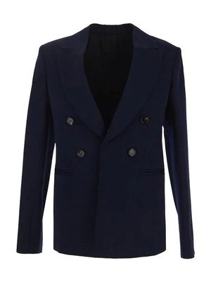 Pre-owned Bottega Veneta Double-breasted Wool Jacket In Blue