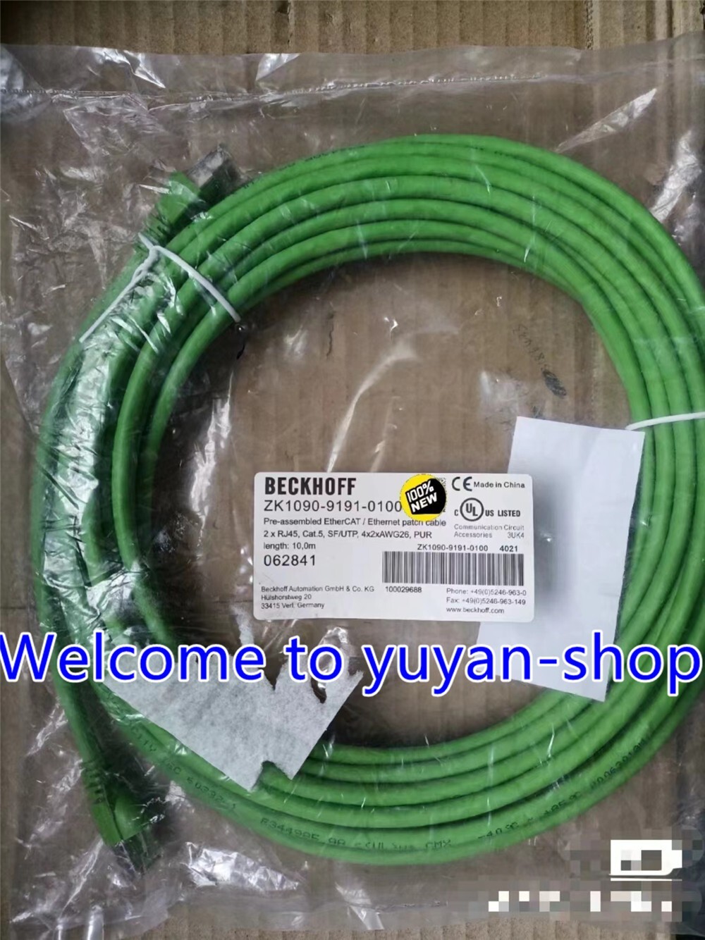 New Beckhoff ZK1090-9191-0100, 10m Male EtherCAT