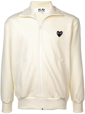 COMME DES GARCONS PLAY BLACK HEART ZIP BACK PRINT TRACK TOP SIZE