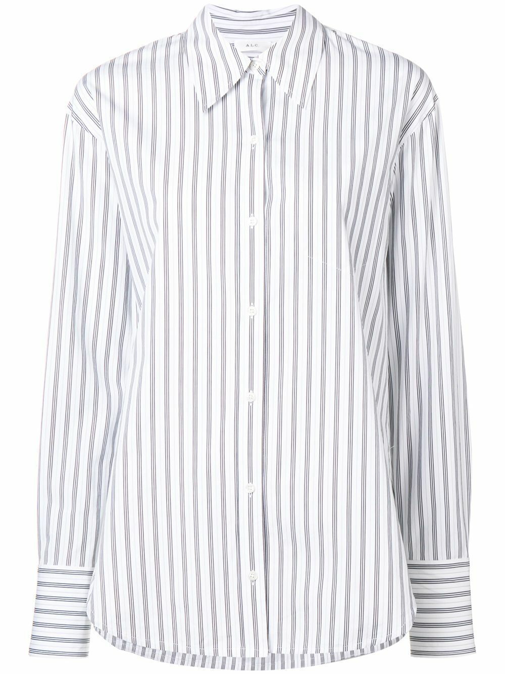 НОВИНКА ALC ALC Рубашка из хлопкового поплина с квадратной спиной в черно-белую полоску Wharton, топ 4