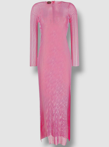 Pre-owned Santa $1219  Brands Women's Pink Rhinestone Embellished Maxi Dress One-size