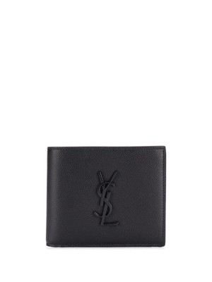 Pre-owned Saint Laurent - Men Monogramme Credit Card Holder Matt Techno In 1000 Nero