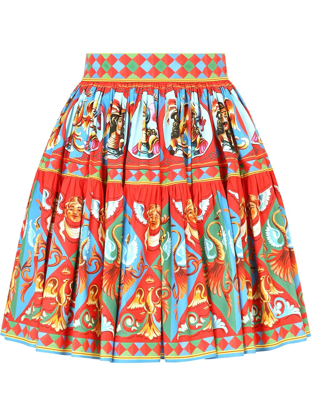 【送料&関税込】Dolce & Gabbana Multicolor Cotton Skirt DOLCE & GABBANA Graphic Print Full Cotton Skirt in Red Size