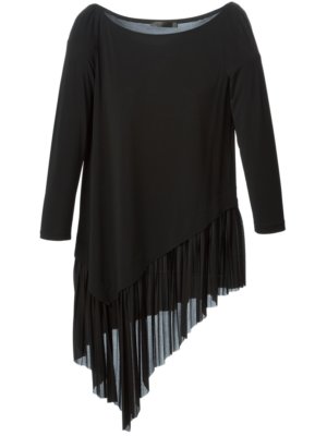 Pre-owned Donna Karan -  (black Label) Pleated Asymmetric Hem Black 3/4-sleeve Top - M