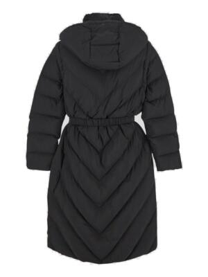 Pre-owned Pinko Belted High Neck Hooded Coat In Black