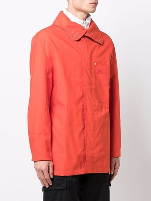 Pre-owned Kenzo Men's Mid Length Poppy Coat In Poppy Orange-medium