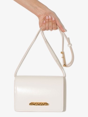 ハンドバッグ Alexander Mcqueen The Bucket Bow Crossbody - Leather - White Alexander Mcqueen The Bucket Bow Crossbody - Leather - White