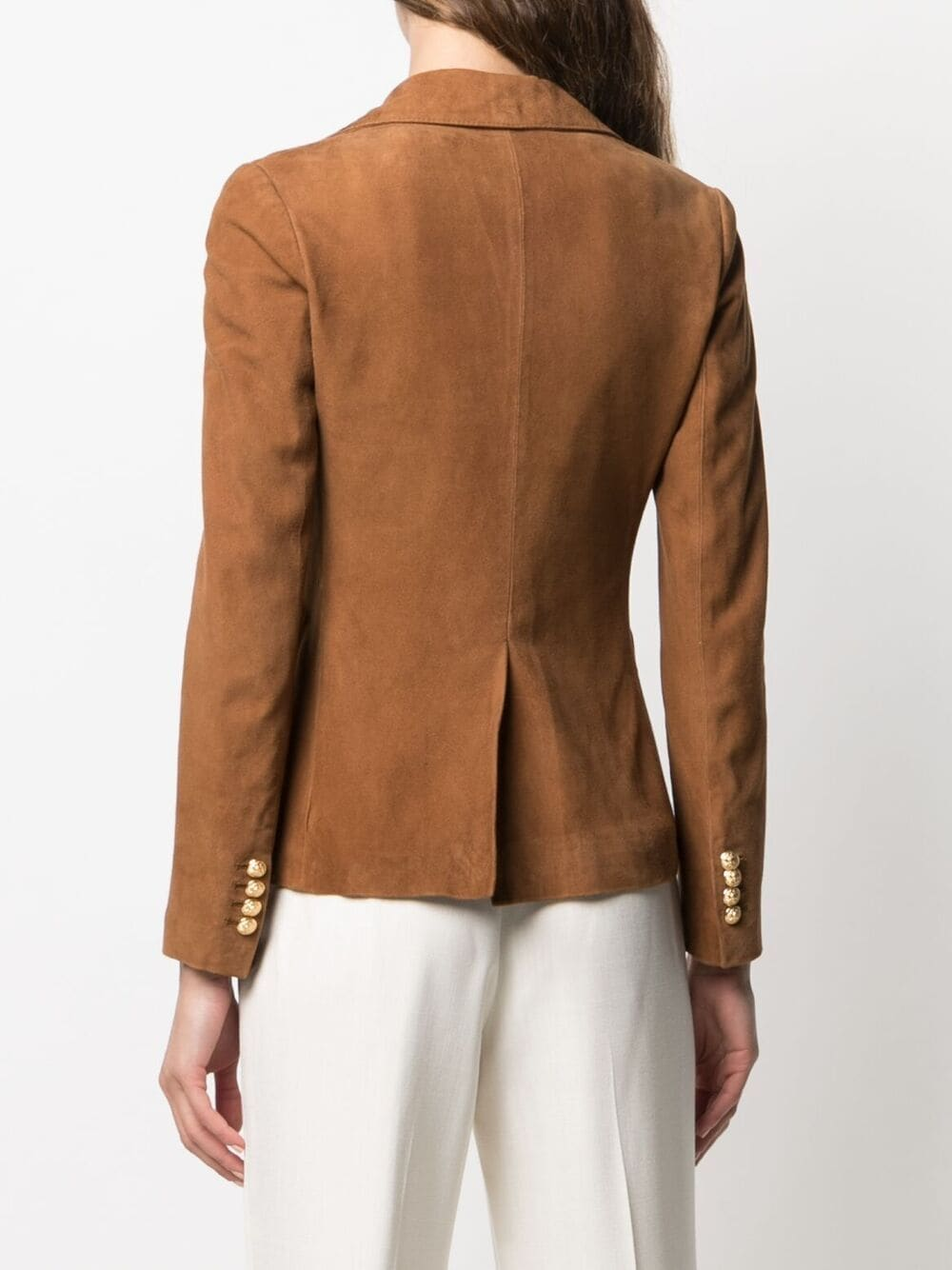 ZAFY LEATHER ZWEIREIHIG WILDLEDER BLAZER FÜR DAMEN BROWN SLIM FIT FORMELLE KLEIDUNG ZL414