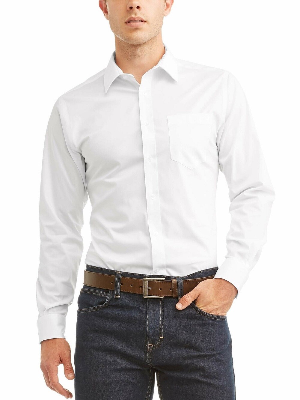 George Men's Long Sleeve Performance Slim Fit Dress Shirt