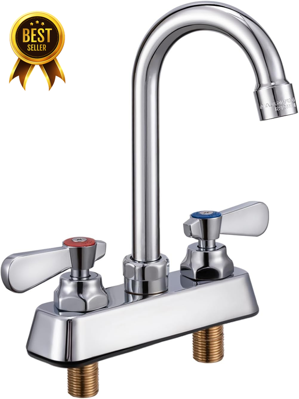 4-Inch Center Deck-Mount Commercial Gooseneck Sink-Faucet
