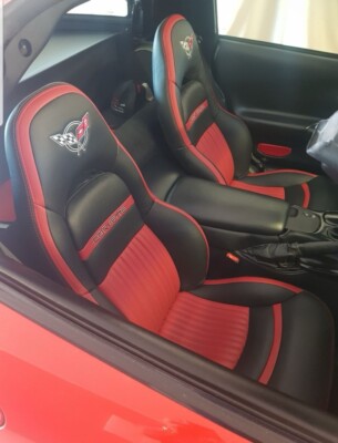 Corvette C5 1997-2004 Synthetic Leather Replacement Seat Covers In Black & Red