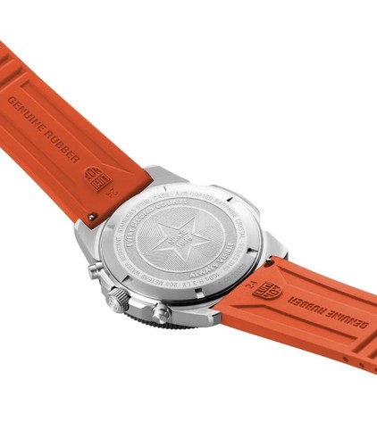 Pre-owned Luminox Pacific Diver Xs.3149 Chrono 44mm Orange Rubber Steel Quartz Men's Watch