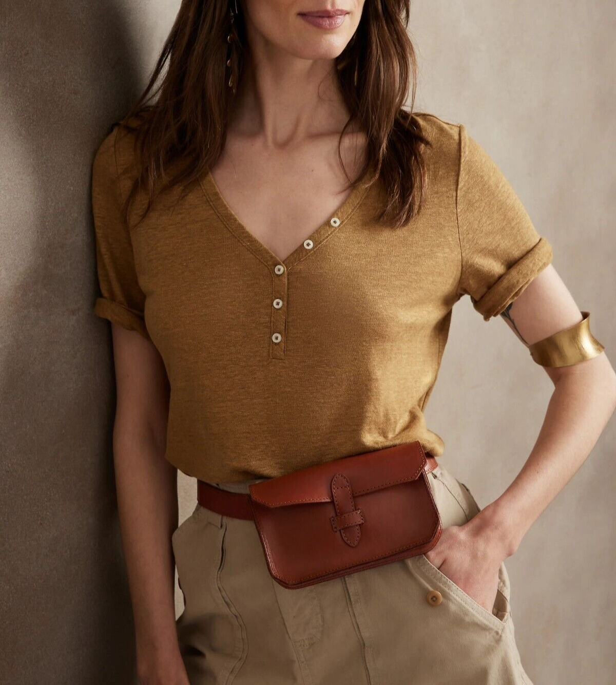 Футболка BANANA REPUBLIC Henley #859218