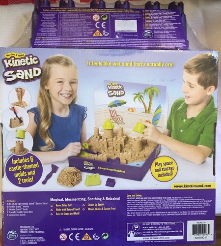 Kinetic Sand Beach Sand Kingdom 3lb Plus Bonus 3 Pack Shimmer Sand