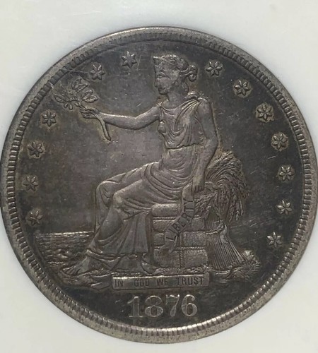 1876 S Trade Dollar NGC AU 50 Nice Toned
