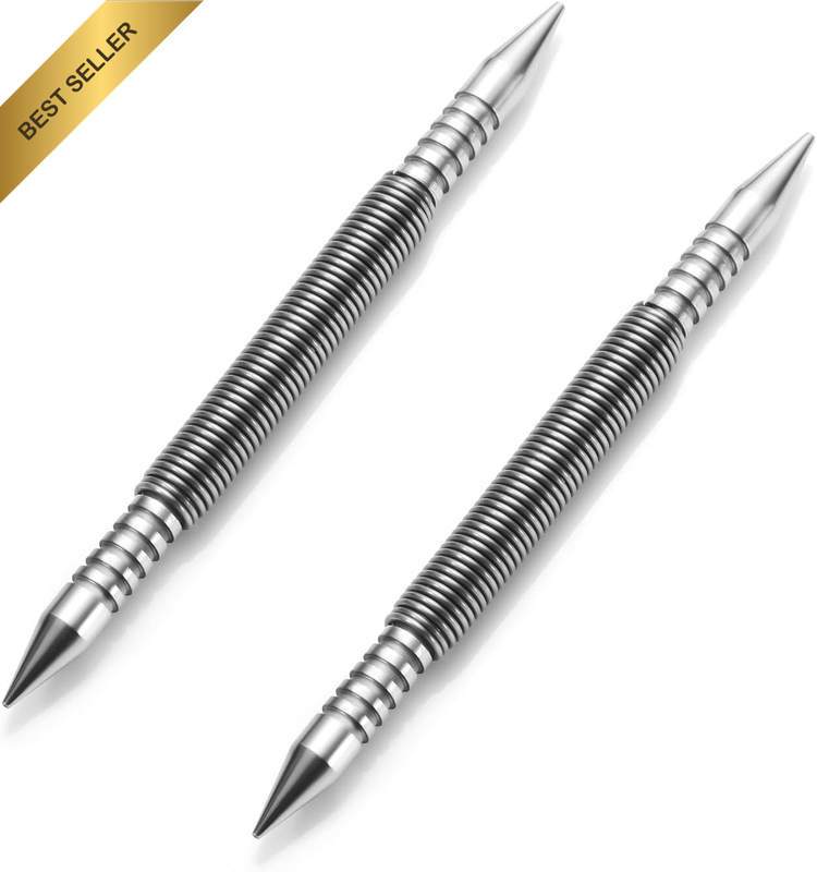 2Pcs Dual Head Nail Setters, 1/32, 1/16 Inch Spring Nail Setter Punch Set Hammer