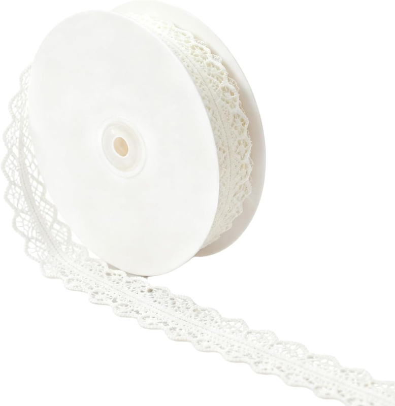 Lace Ribbon, 1.2 Inch × 25 Yards Roll, Vintage Pattern, for Gift Wrapping, Weddi