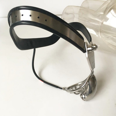 EMCC Chastity Belt with Cable Double Press Lock Underwear Restraint for Male SM