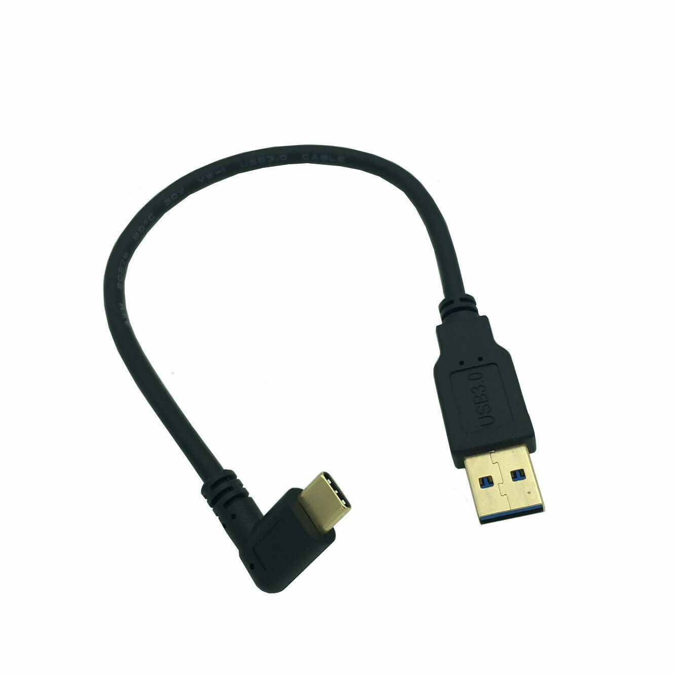Gold Plated USB 3.0 A Male to USB 3.1 Type C Male Angled Data Sync