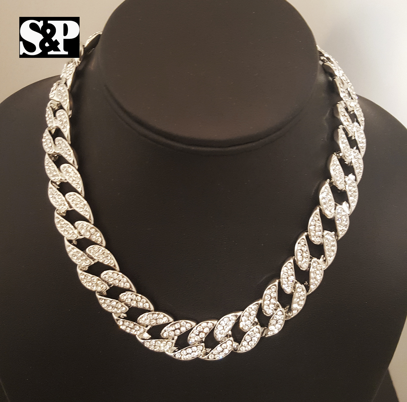 Hip Hop Men Quavo Silver PT Iced 15mm 16