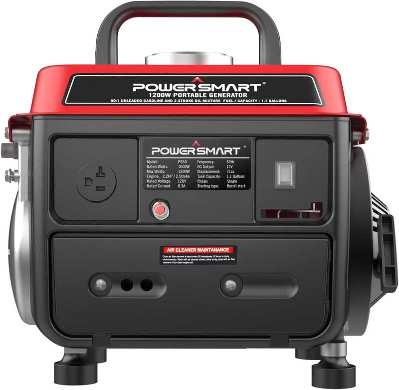 PowerSmart 1,200-W 2-Stroke Portable Gas Powered Generator, Ultra-light Home RV