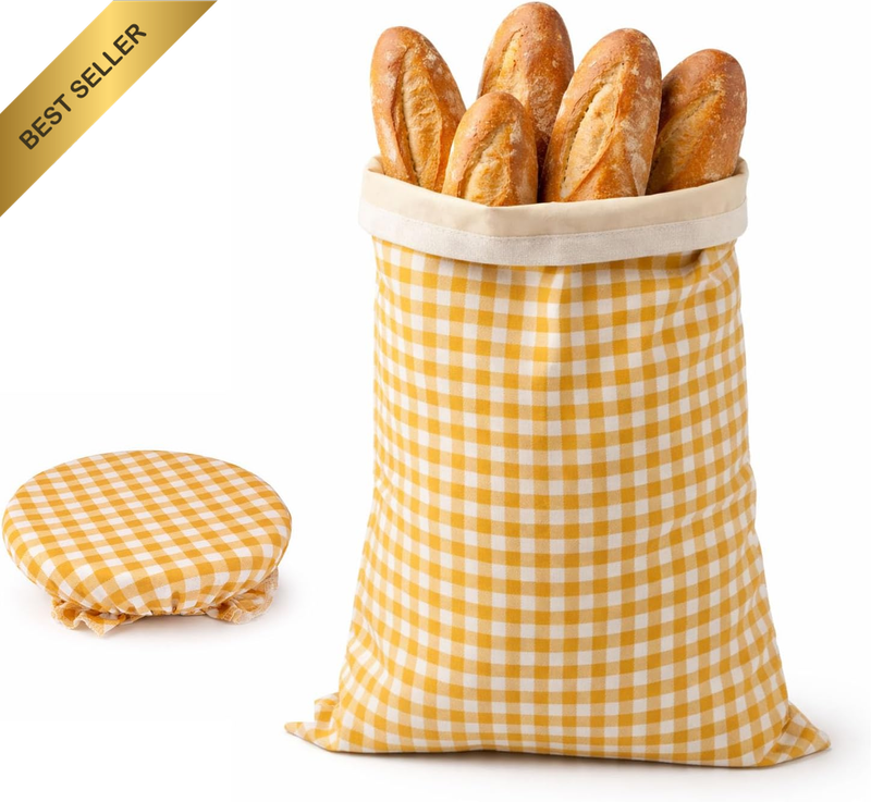 Reusable Beeswax Bread Bags for Homemade Sourdough, Freezer-Safe Cotton-Lined St