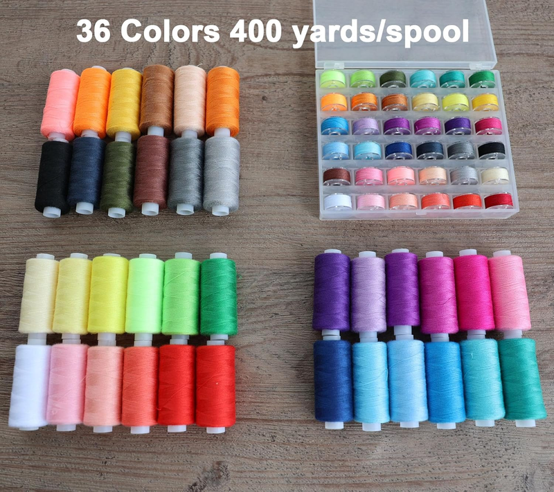 72 PCS Sewing Thread Assortment, 36 Color Thread for Sewing Machine with 36 Same
