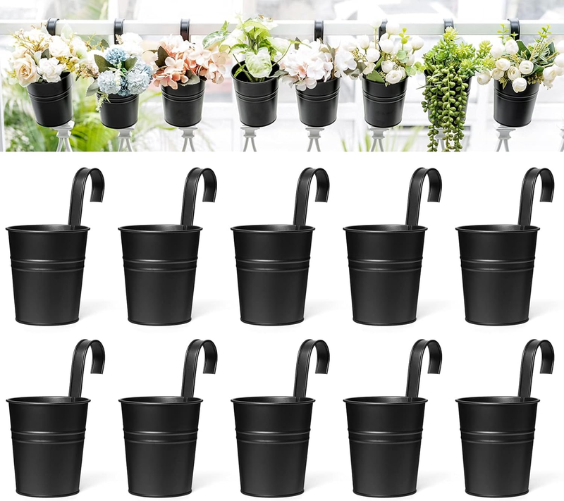 10 Pcs Hanging Flower Pots, Metal Iron Hanging Flower Pots