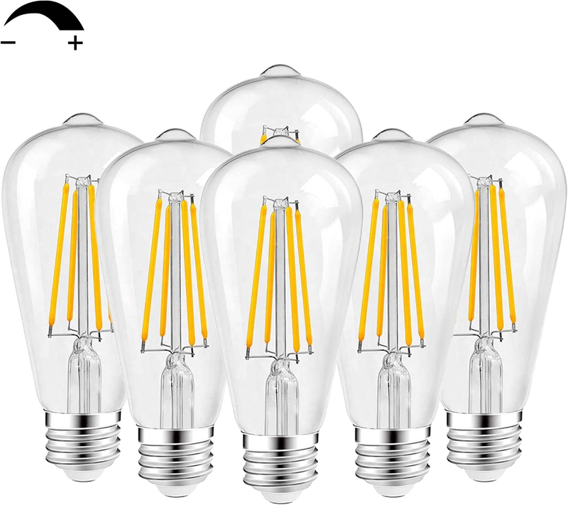 LED Light Bulbs 8W Edison Bulbs 100 Watt Equivalent, Vintage ST64 Dimmable LED