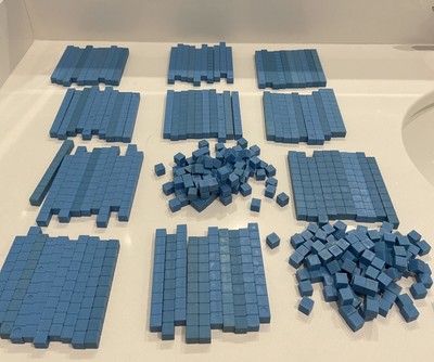 Base 10 Blocks 100 Ten Sticks &  200 Ones Cubes Blue Plastic Math Manipulatives