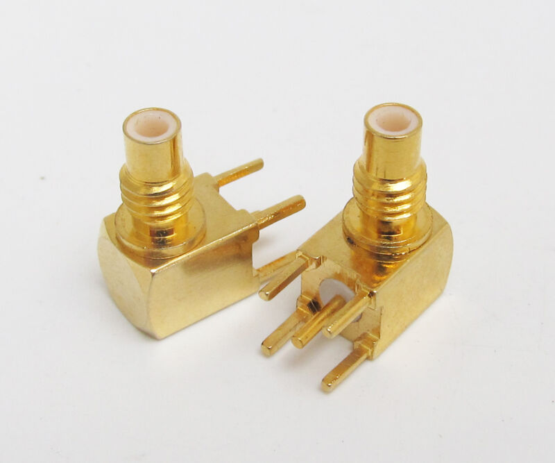1pc SMC Male Plug RF PCB Mount Right Angle Connector Gold Plated