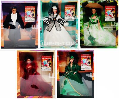 Barbie Gone With The Wind Dolls Scarlett O'Hara Rhett Butler Lot of 5 NEW