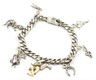 925 Sterling Silver Charm Bracelet 7 Charms Curb Chain Fine Mexican Jewellery.JPG
