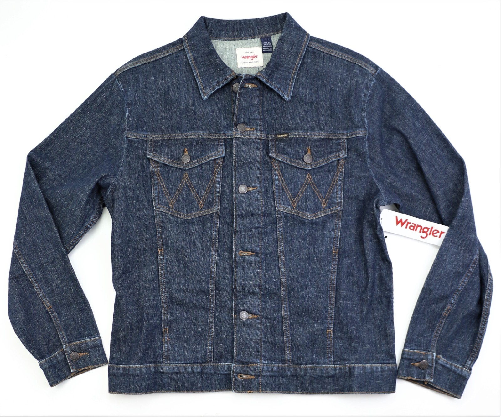 

Новая мужская куртка Wrangler Classic Denim Trucker Dark Wash ML XL XXL