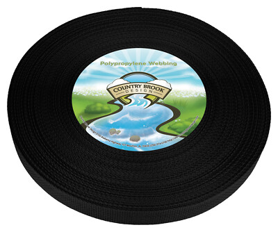 1 Inch Black Polypropylene (Polypro) Lightweight Webbing for Crafting, 50 Yards