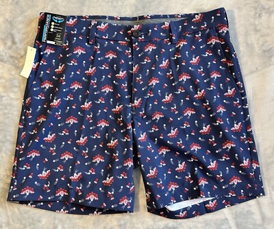 Roundtree & Yorke Beer Pong Shorts Mens Performance Frat Party Navy Sz 34 NWT
